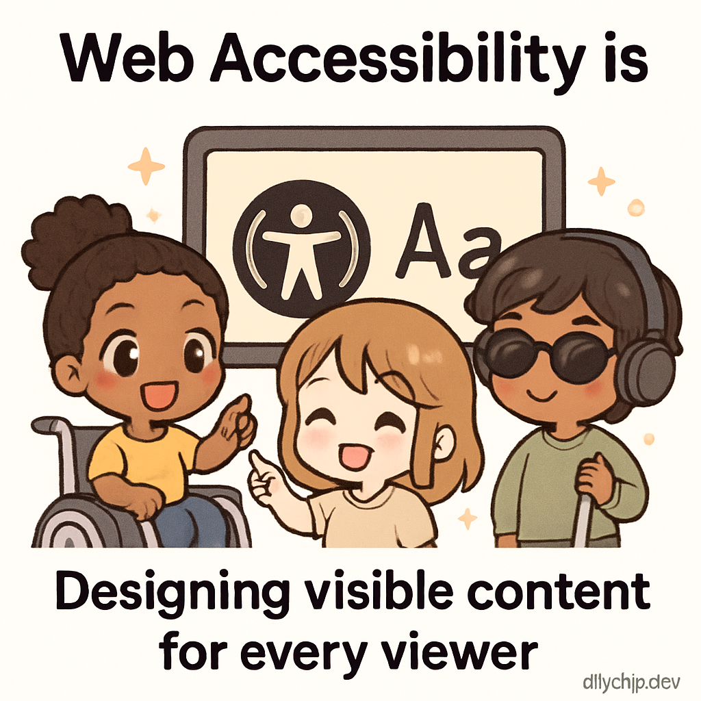 Chibi families enjoying entertainment together with high color contrast visuals, demonstrating accessible design for all viewers and barrier-free experiences.