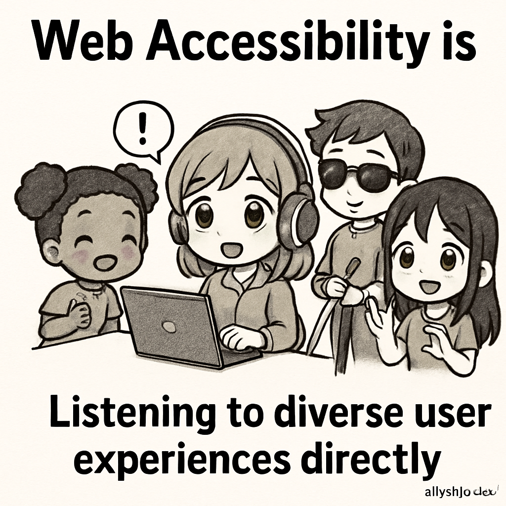 Chibi-style families of diverse backgrounds share feedback and enjoy accessible entertainment together, symbolizing universal access and inclusive design in action.