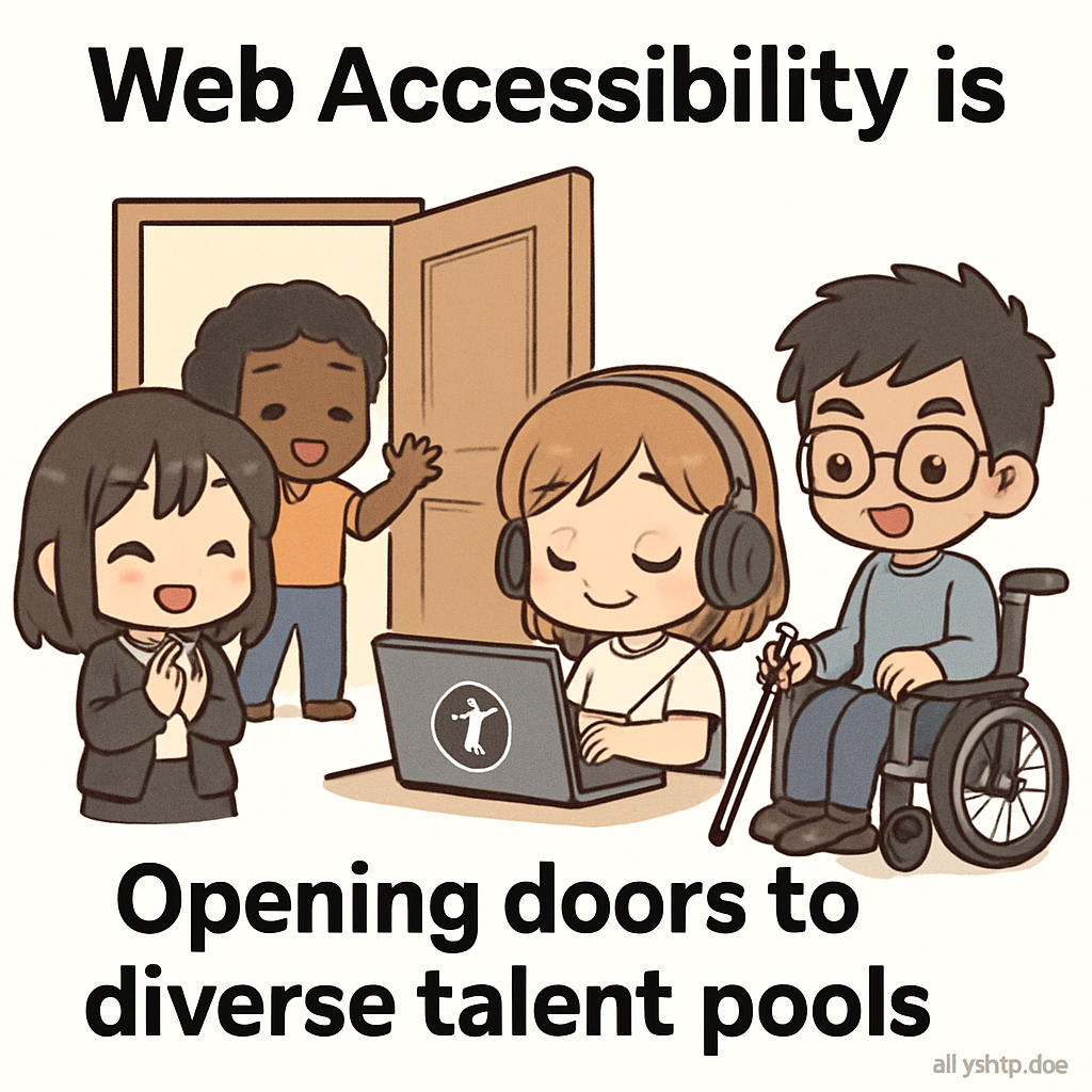 Chibi grandparents discovering technology together in an inclusive, barrier-free environment, symbolizing accessible hiring and diversity—promoted by AllyStudio.dev design tools.