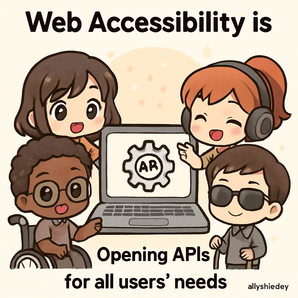 Chibi hackers joyfully coding together, unlocking APIs to welcome diverse users, visually representing AllyStudio.dev’s commitment to accessible API design.